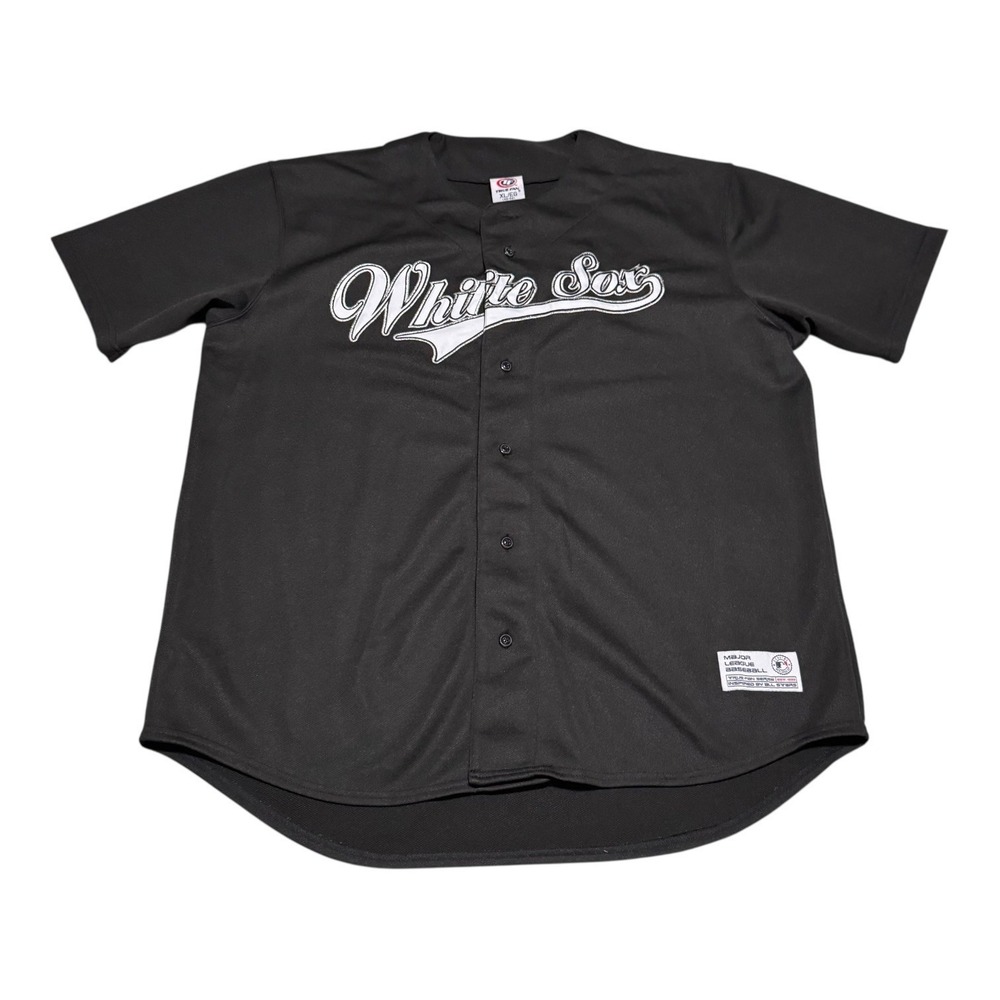 True Fan Majestic Chicago White Sox‎ Embroidered Black Baseball Jersey Men's XL